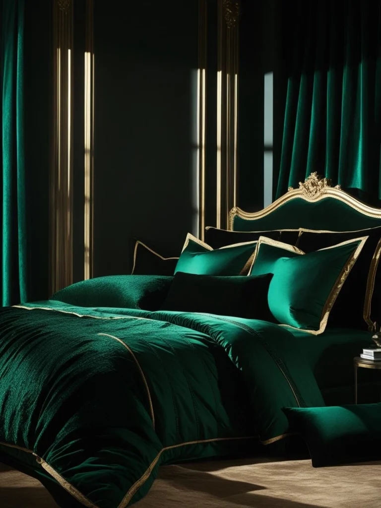 Dark Green Bedding Aesthetic