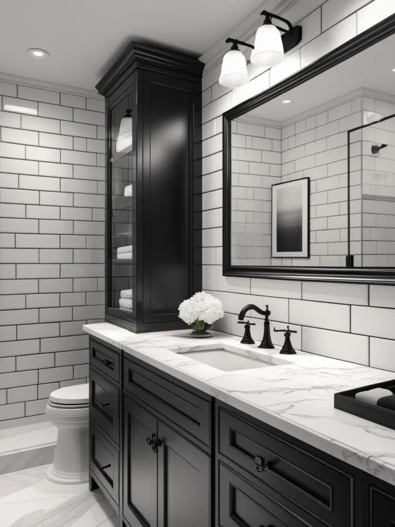 Bathroom Ideas Black + White = Timeless Perfection