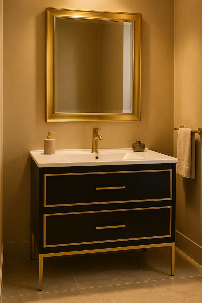 Black Vanities with Gold Accents
