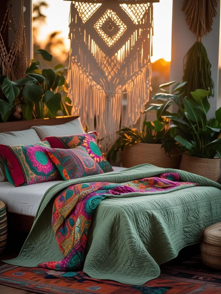 Boho Green Bedding Vibes