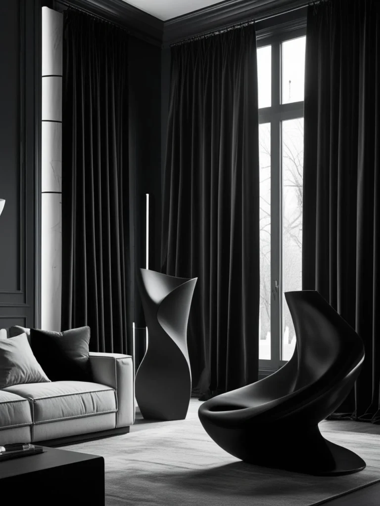Bold Black Curtains Living Room Ideas for Drama
