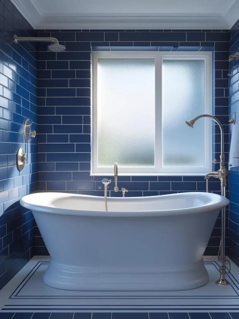 Cool and Coastal: The Moody Blue Bathroom