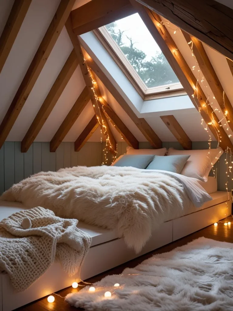 Cozy Attic Bedroom with Sloped Ceilings