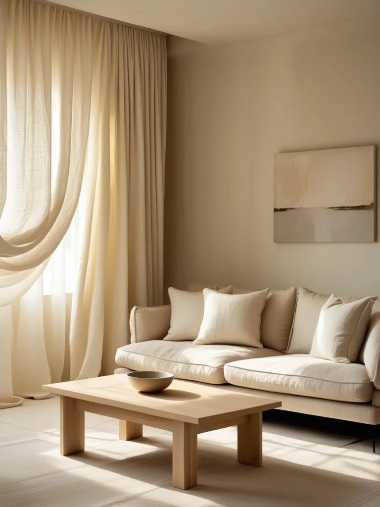 Cream Curtains Living Room Softness