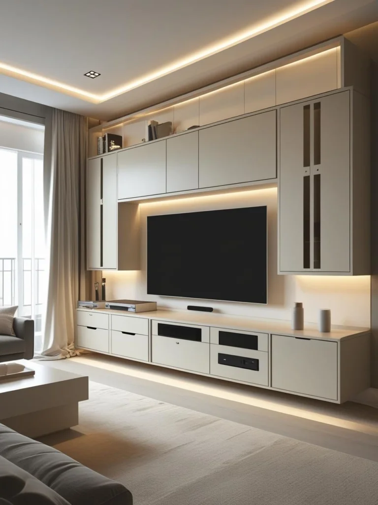 Custom Media Wall with Hidden Storage