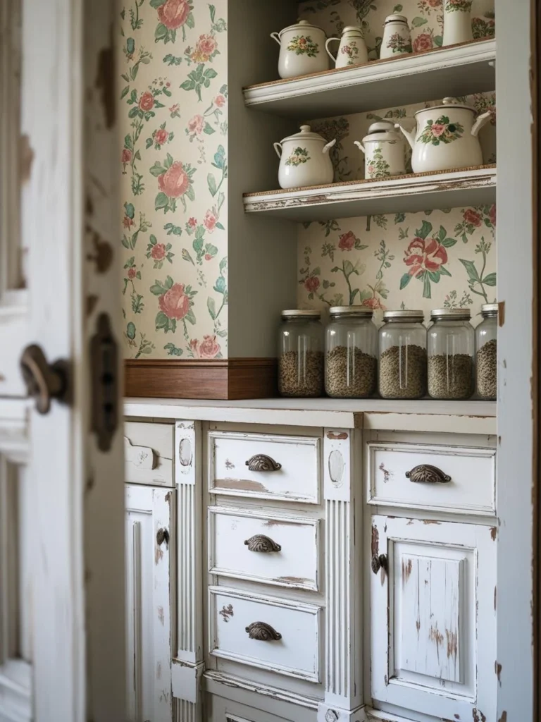 Distressed White Kitchen Cabinets