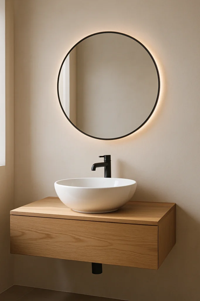 Floating Vanity with Vessel Sink