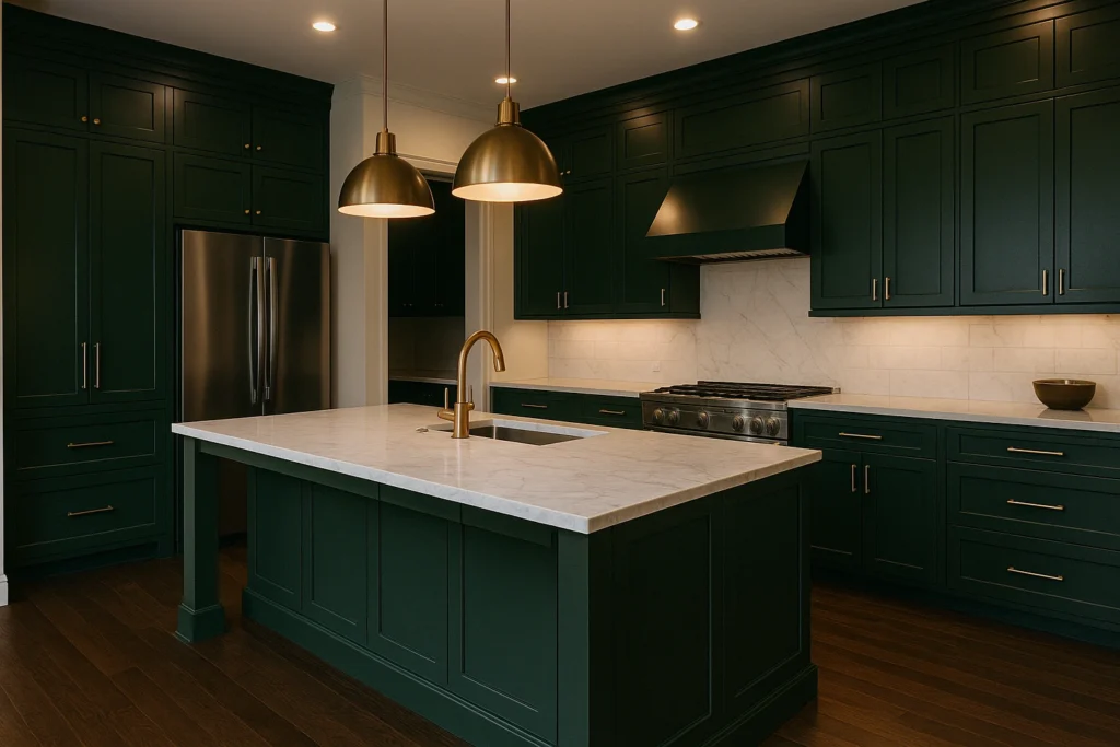 Forest Green Kitchen Cabinets: Deep and Dramatic