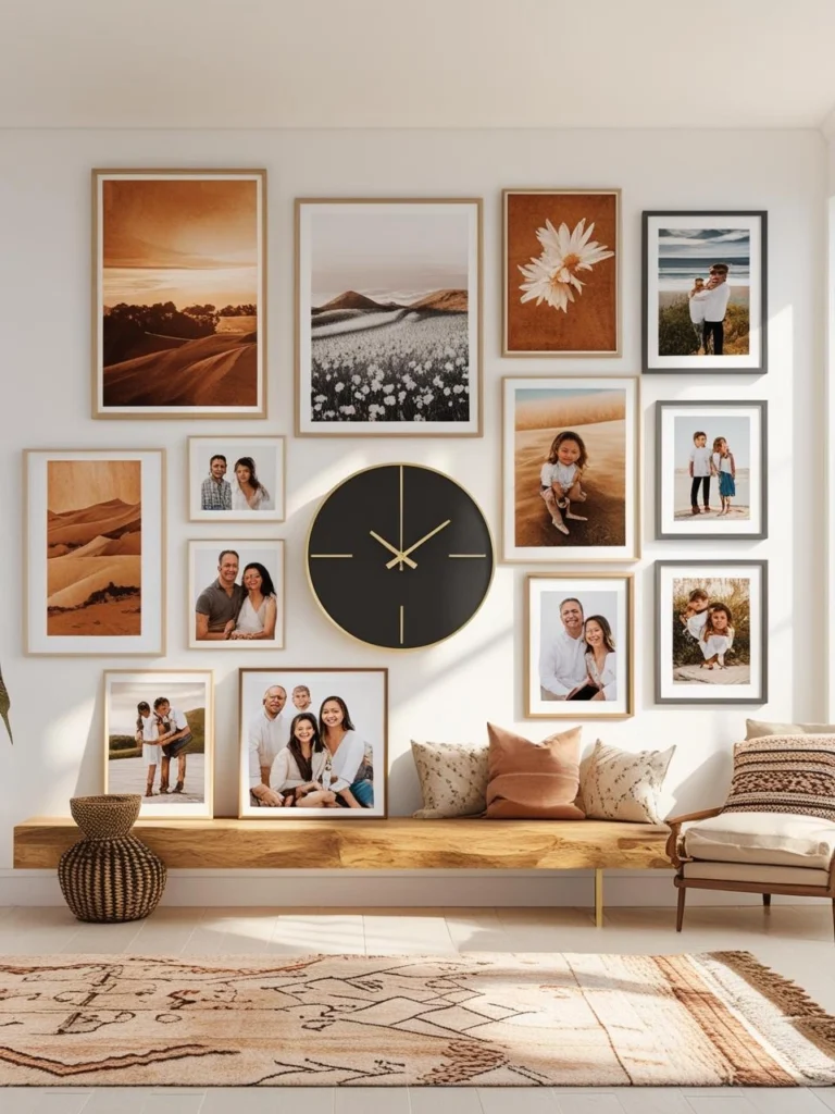 Gallery Wall Featuring a Clock