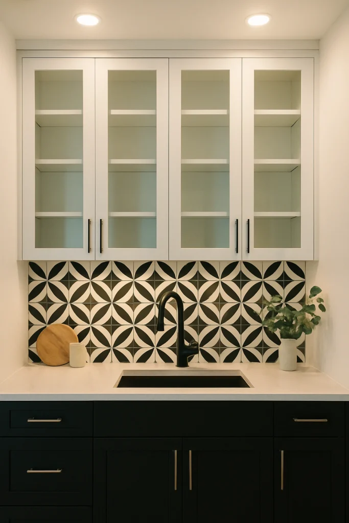 Geometric Black and White Backsplash