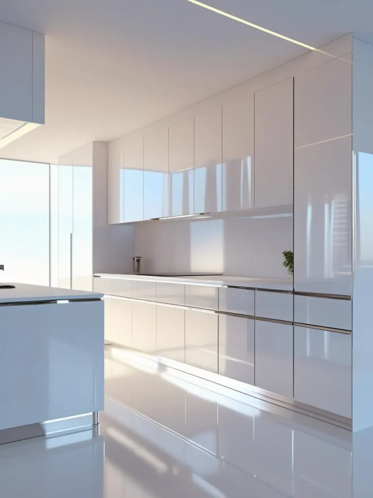 Glossy White Kitchen Cabinets