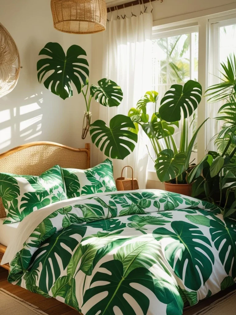 Green Botanical Print Bedding