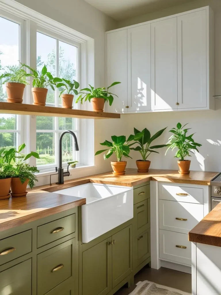 Green-and-White-Kitchen-Cabinets