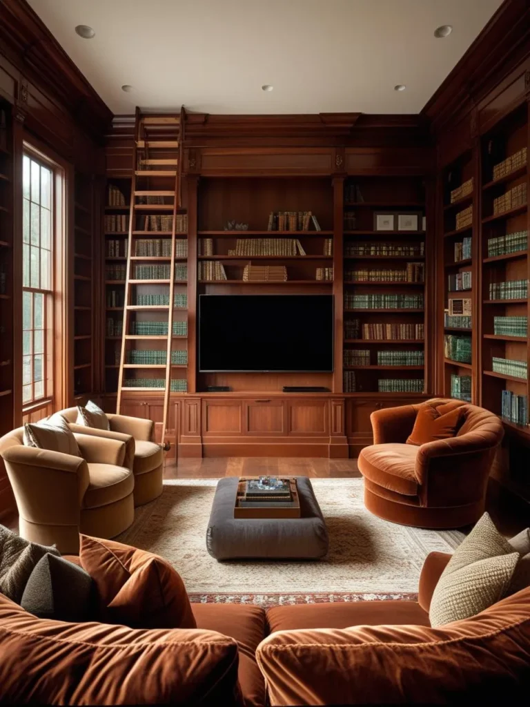 Library Wall with Center TV