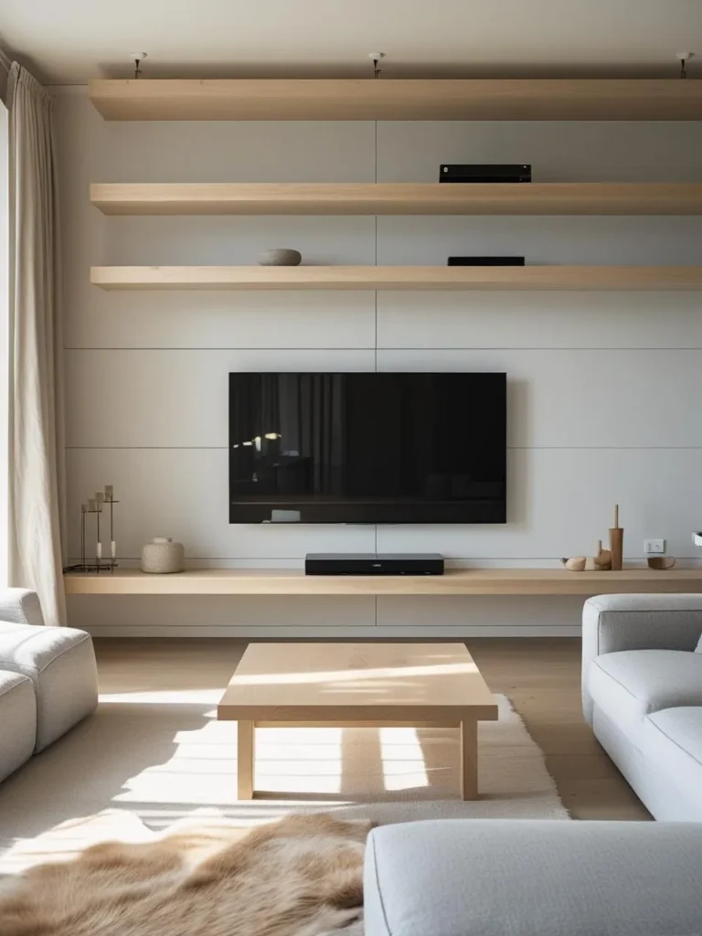 Minimalist Floating Shelves and Paneling