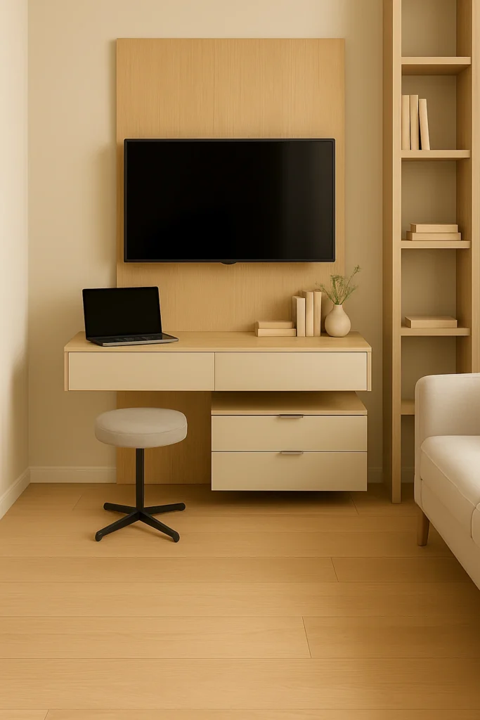 Multipurpose TV Wall with Desk or Vanity
