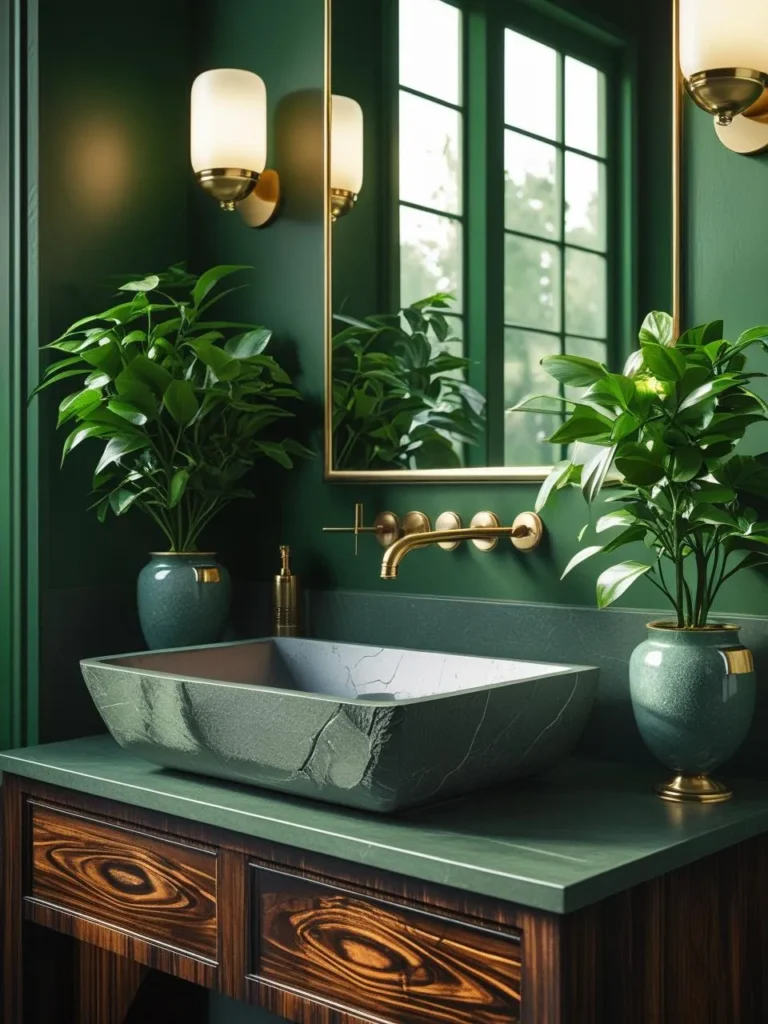 Nature-Inspired Elegance: The Moody Green Bathroom