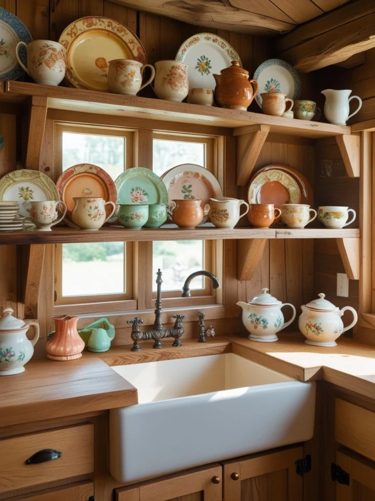 Open Shelving with Collected Dishes
