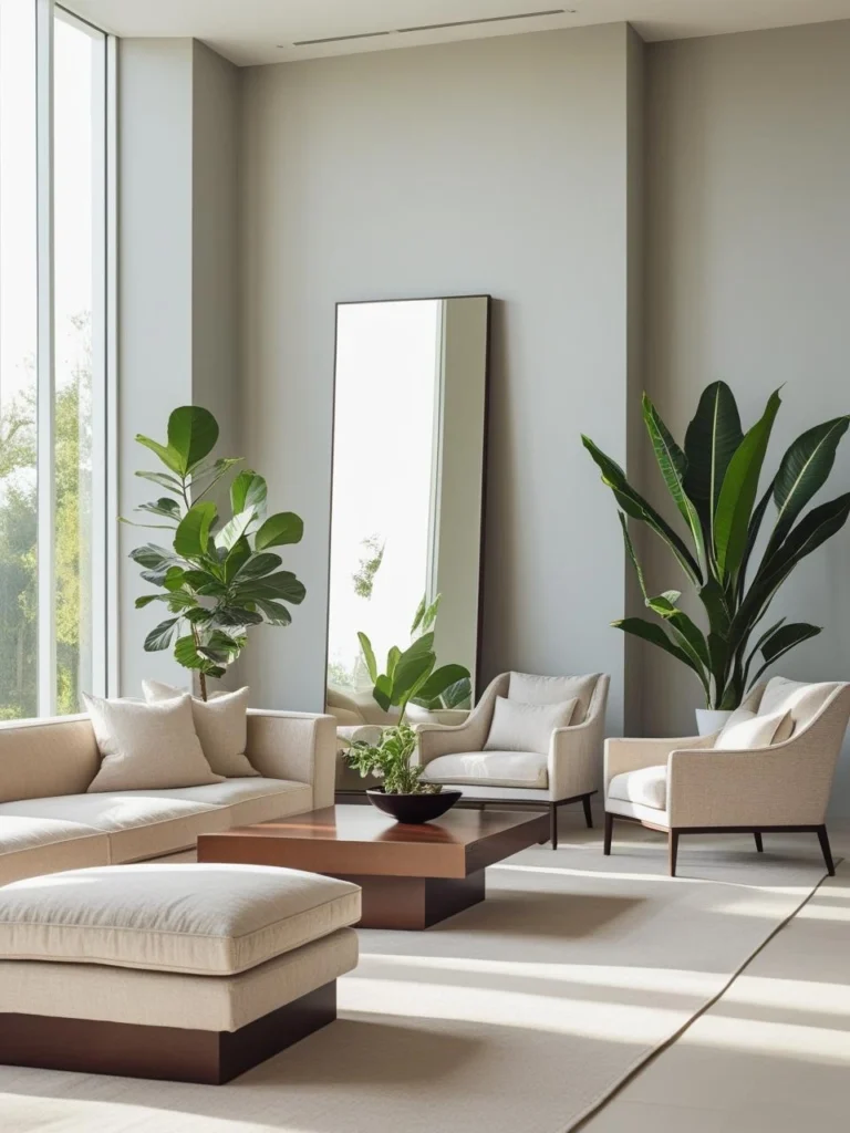 Oversized Mirror Glam Living Room