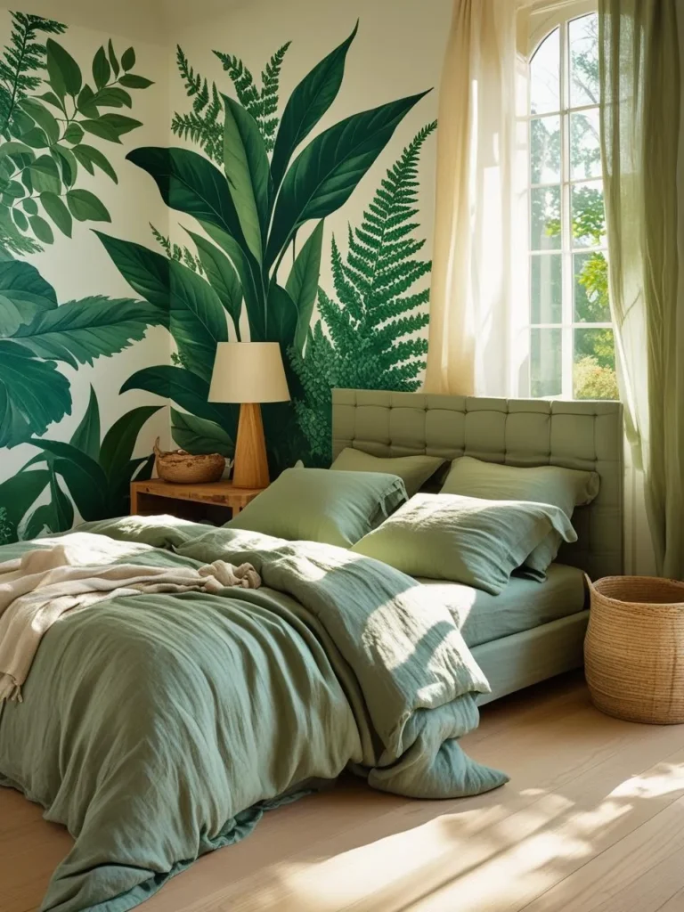 Refreshing Nature Tones: Green and Sage Bedding Aesthetic