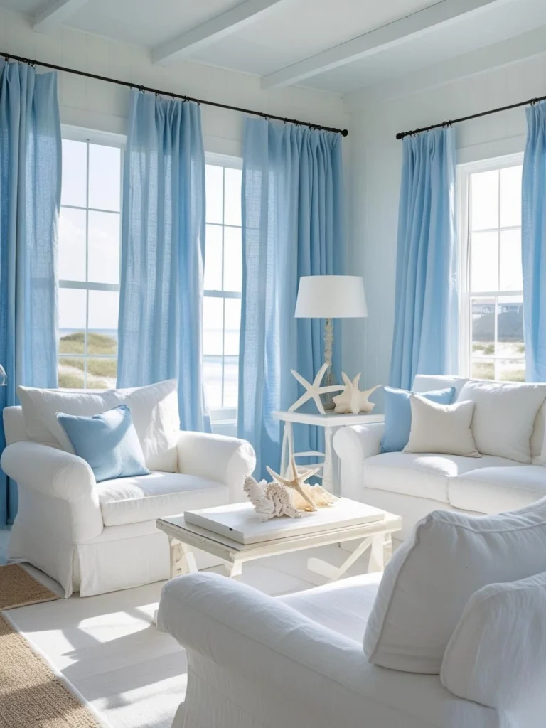 Soothing Blue Curtains Living Room Touch