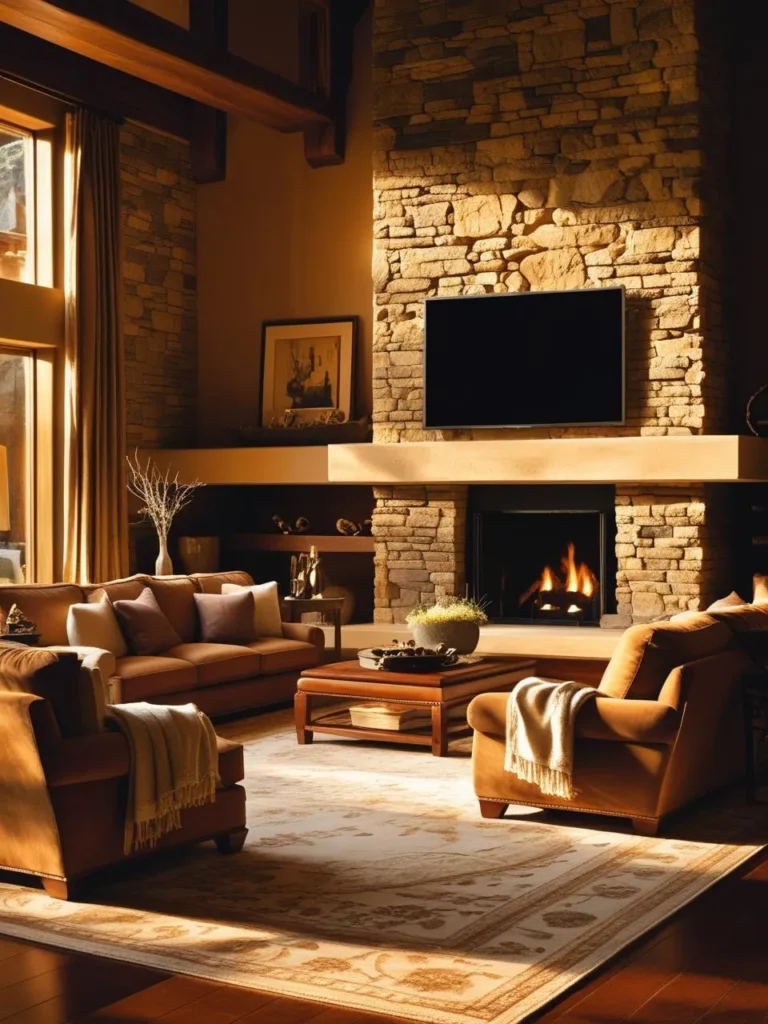 Stone Cladding and Fireplace Combo