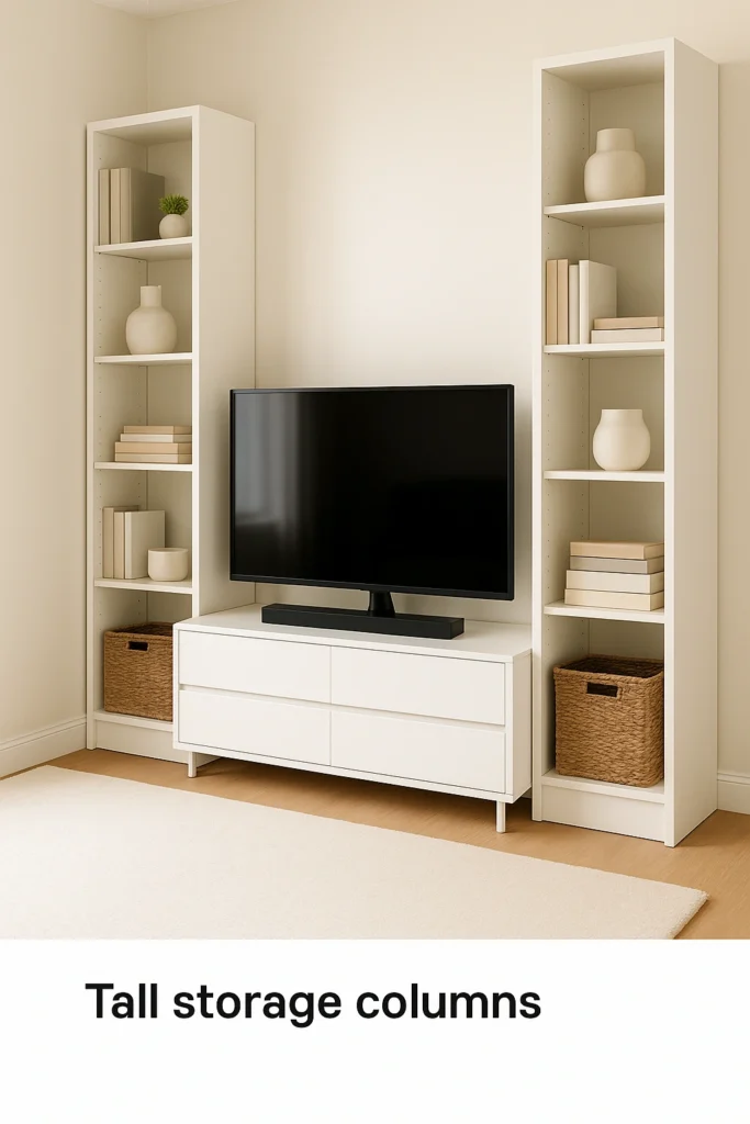 TV Unit with Vertical Storage Columns