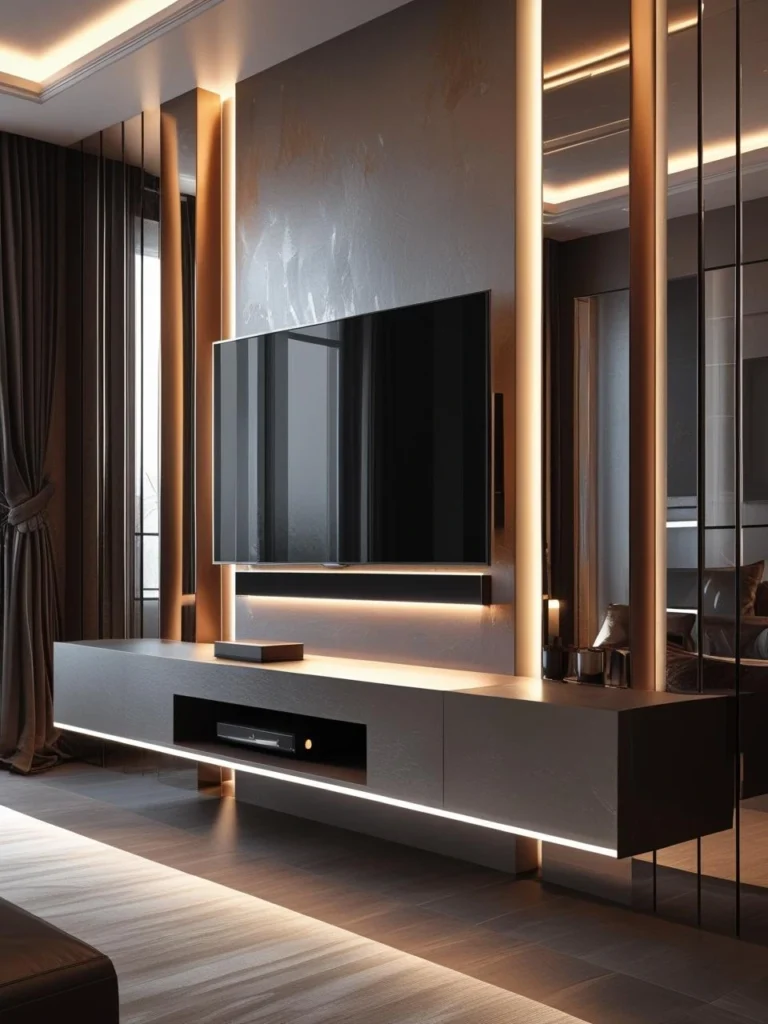 TV Wall Decor with Mirrors