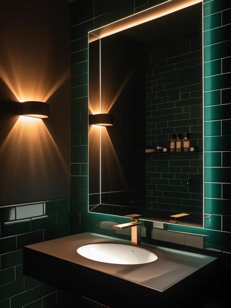 Under the Light: Playing with Illumination in a Moody Bathroom