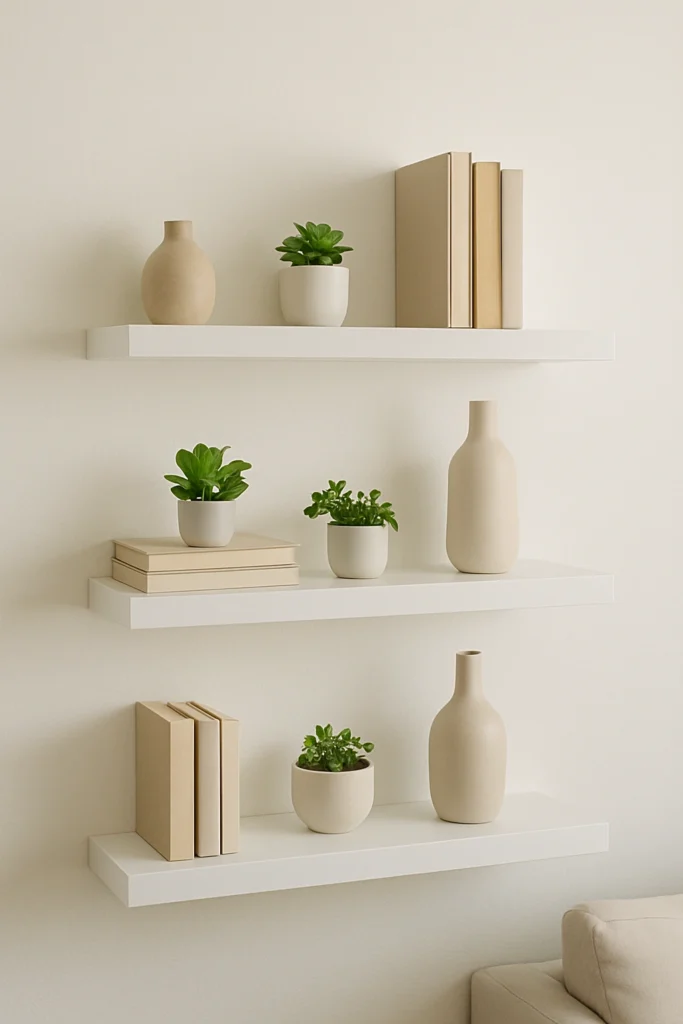 Use Floating Shelves for Minimal Footprint
