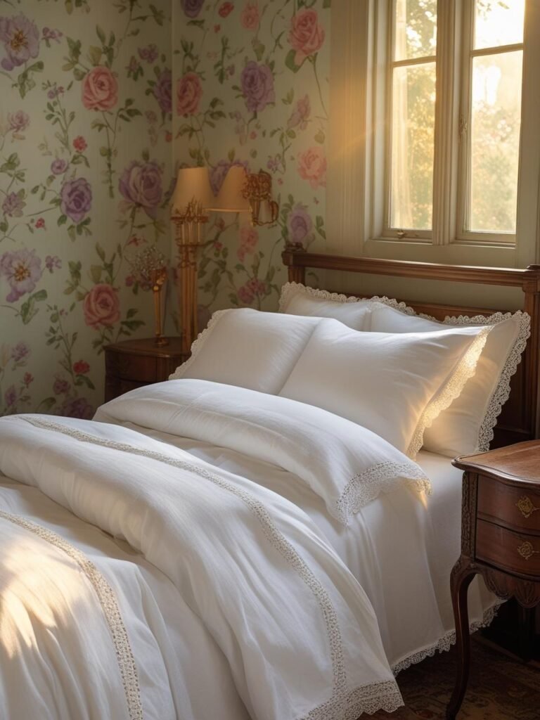 Vintage or Cottagecore White Bedding