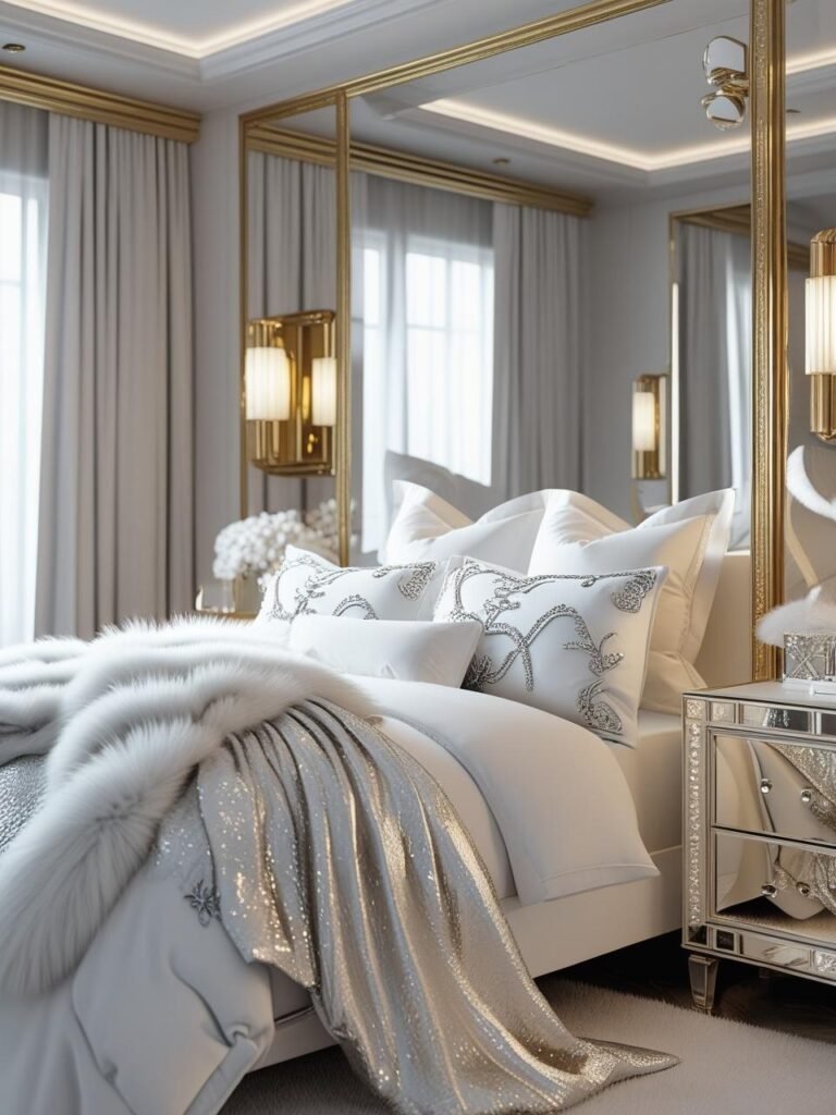 White Bedding with Metallic Glam