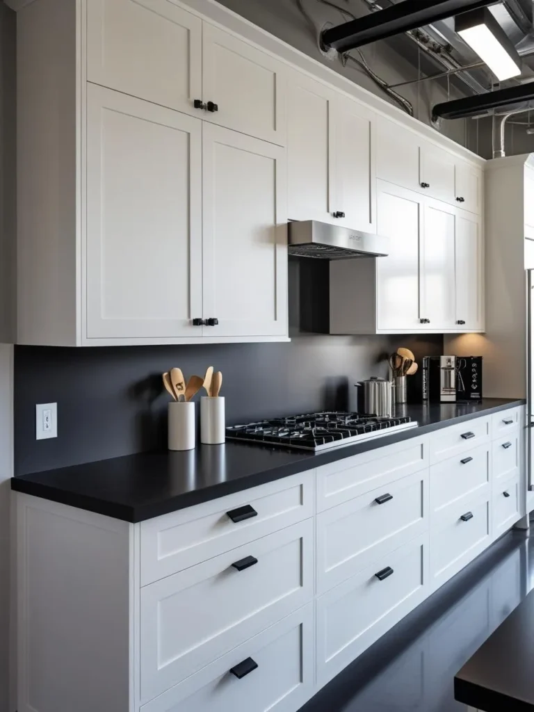 White Kitchen Cabinets with Black Hardware