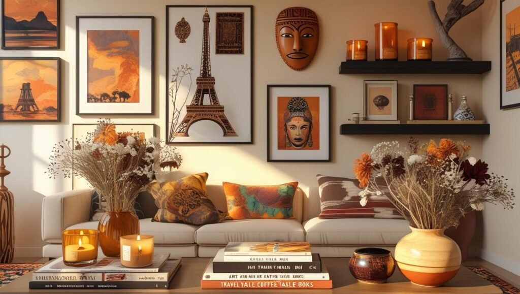 A cozy apartment with personalized wall gallery art