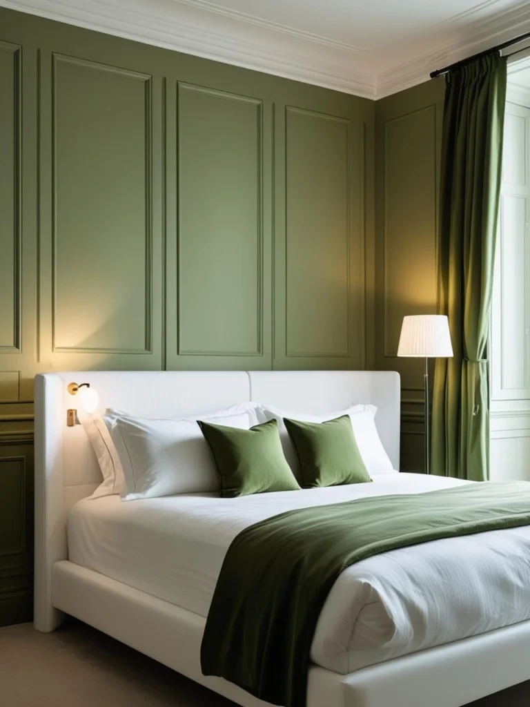 Classic White and Olive Green: Clean and Sophisticated