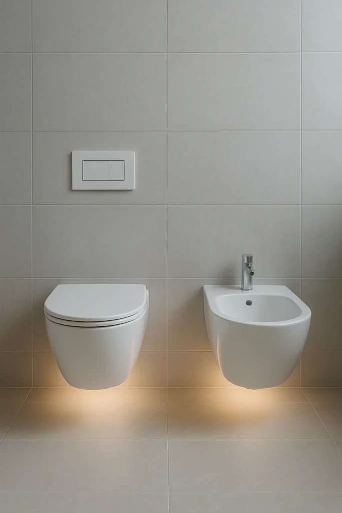Minimalist Floating Toilets and Bidets