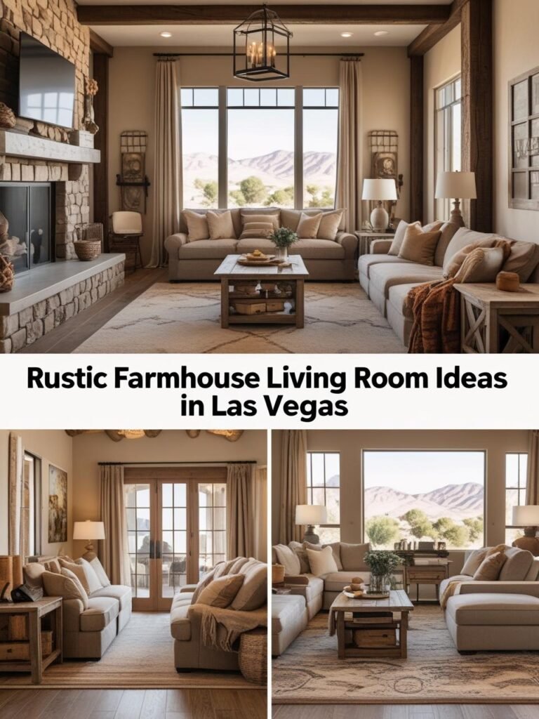 Rustic Farmhouse Living Room Ideas in Las Vegas