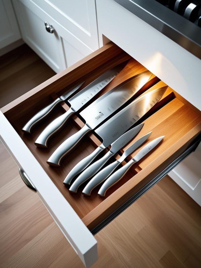 Store Knives in Drawer Blocks