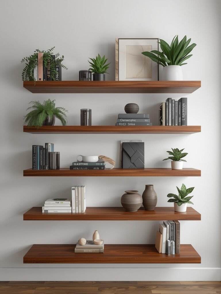 Floating Shelves with Curated Decor
