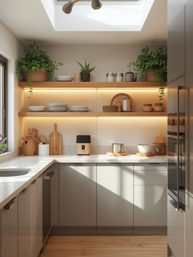 Open Shelving with Closed Cabinets